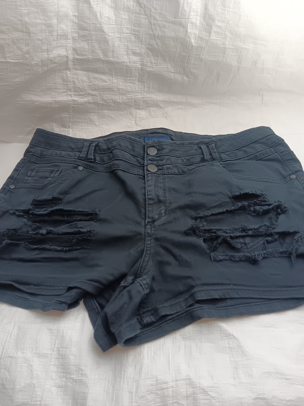 Blue Spice  - brand women's black distressed denim shorts